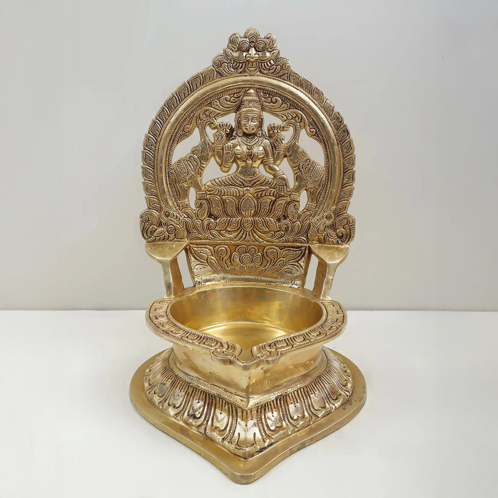 Huge Brass Lakshmi Lamp – Traditional Temple Diya | Gayatri Heritage