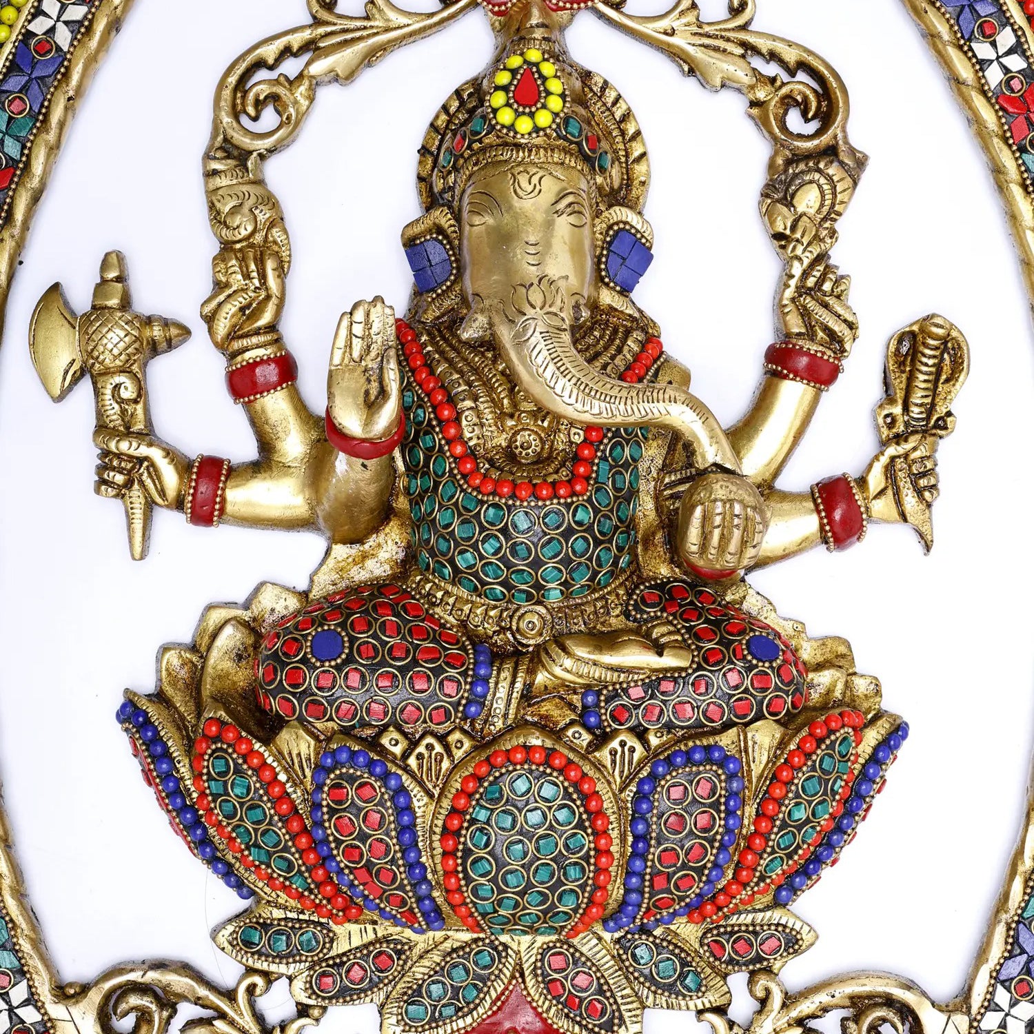 Brass Lord Ganesh Frame – Majestic Wall Décor Idol | Gayatri Heritage