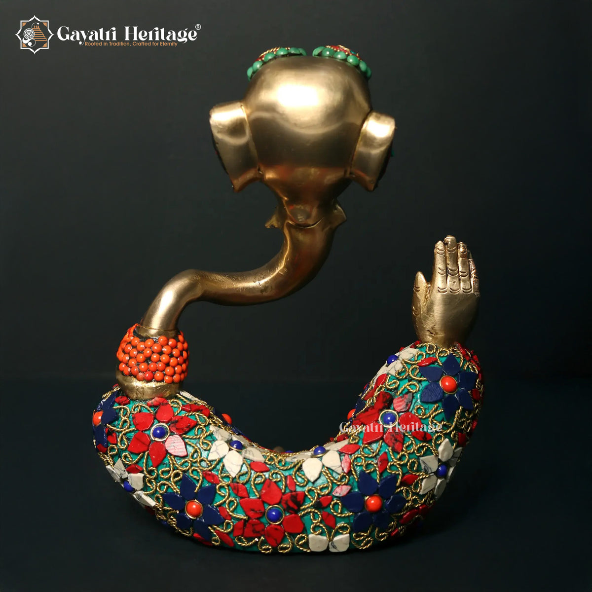 Brass Hawai Vinayagar – Premium Stone Art Ganesha Idol | Gayatri Heritage