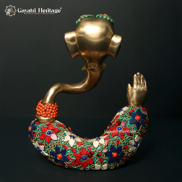 Brass Hawai Vinayagar – Premium Stone Art Ganesha Idol | Gayatri Heritage