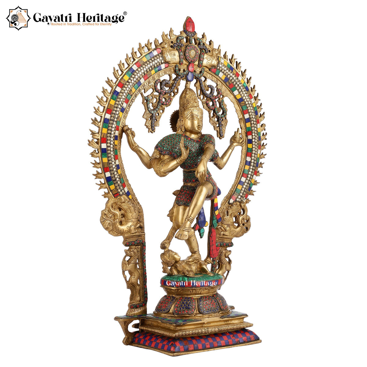 Brass Nataraj in Stone Artwork – Divine Dance of Shiva | Gayatri Heritage