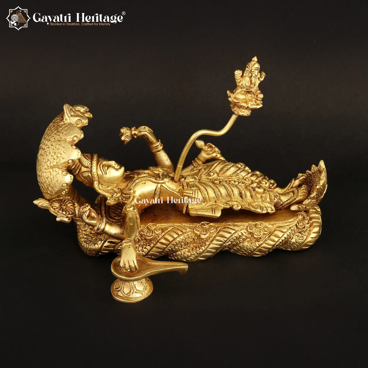 Brass Padmanabha Swamy with Shivling – Sacred Fusion Art | Gayatri Heritage