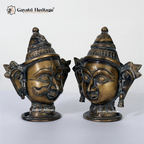 Brass Shiva & Gouri Face (Shiva Parvati Face) – Sacred Divine Faces | Gayatri Heritage