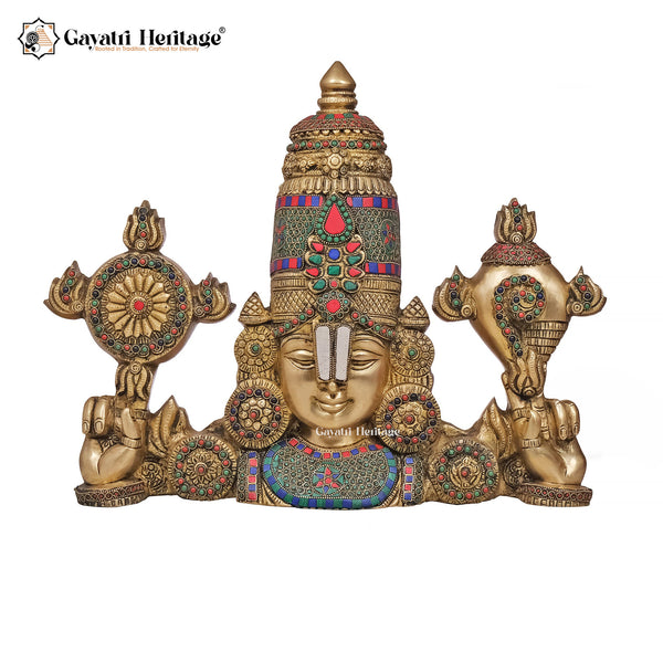 Brass Wall Decor Lord Venkateshwara Statue/ Tirupati Balaji in Stone Work – Sacred Craftsmanship | Gayatri Heritage