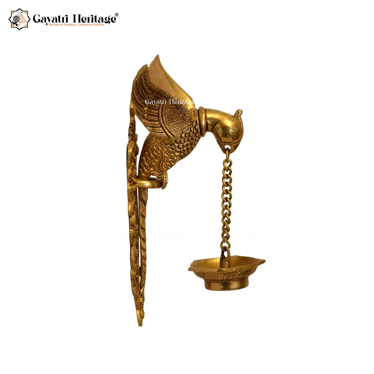 Brass Parrot Design Wall Decor Diya – Elegant Lighting with Artistic Charm | Gayatri Heritage
