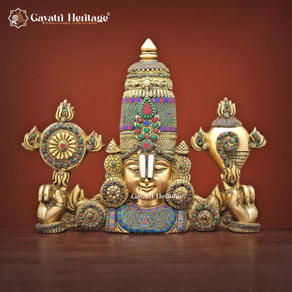 Brass Wall Decor Lord Venkateshwara Statue/ Tirupati Balaji in Stone Work – Sacred Craftsmanship | Gayatri Heritage