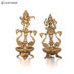 Brass Ganesh Laxmi Diya – Illuminate Your Space with Blessings | Gayatri Heritage