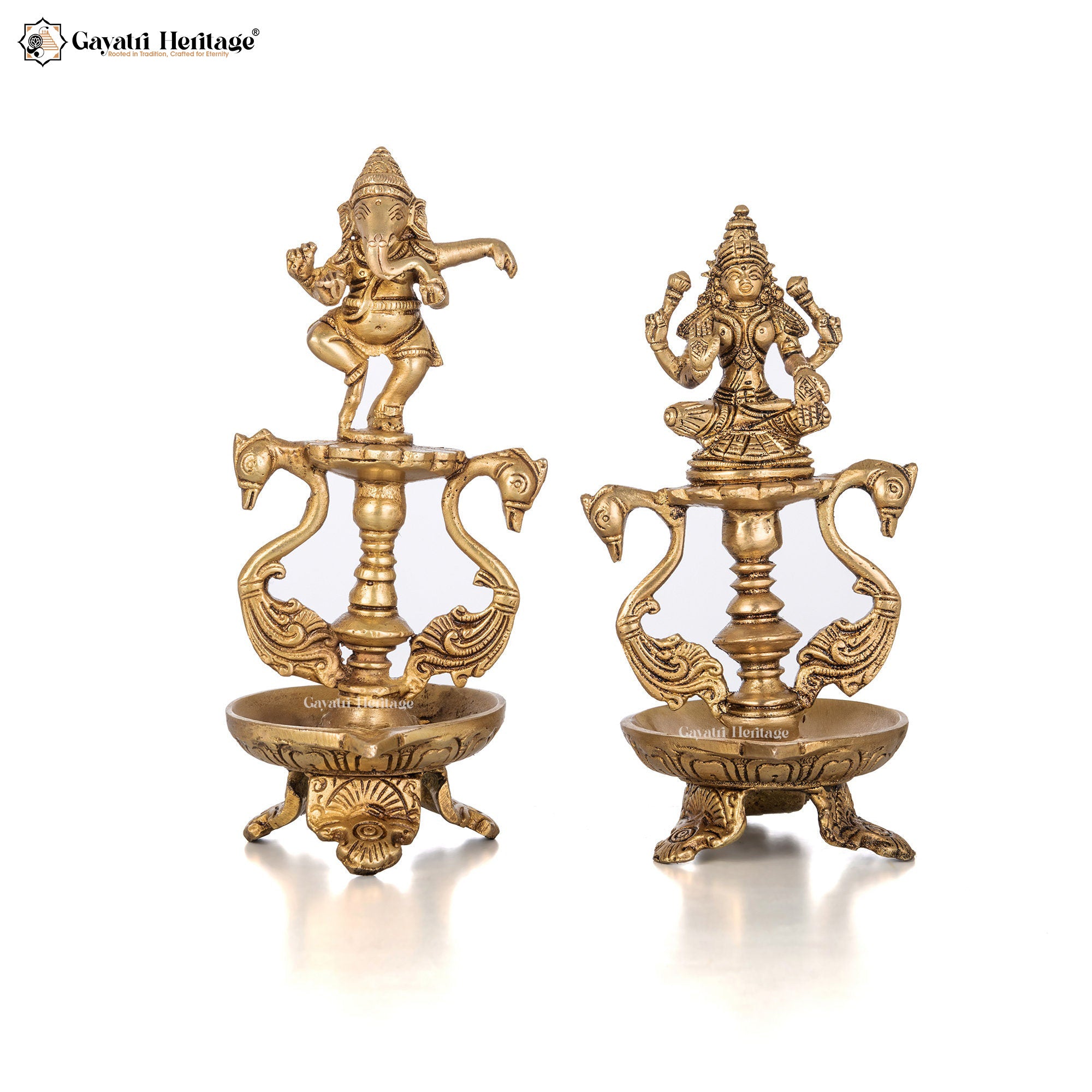 Brass Ganesh Laxmi Diya – Illuminate Your Space with Blessings | Gayatri Heritage