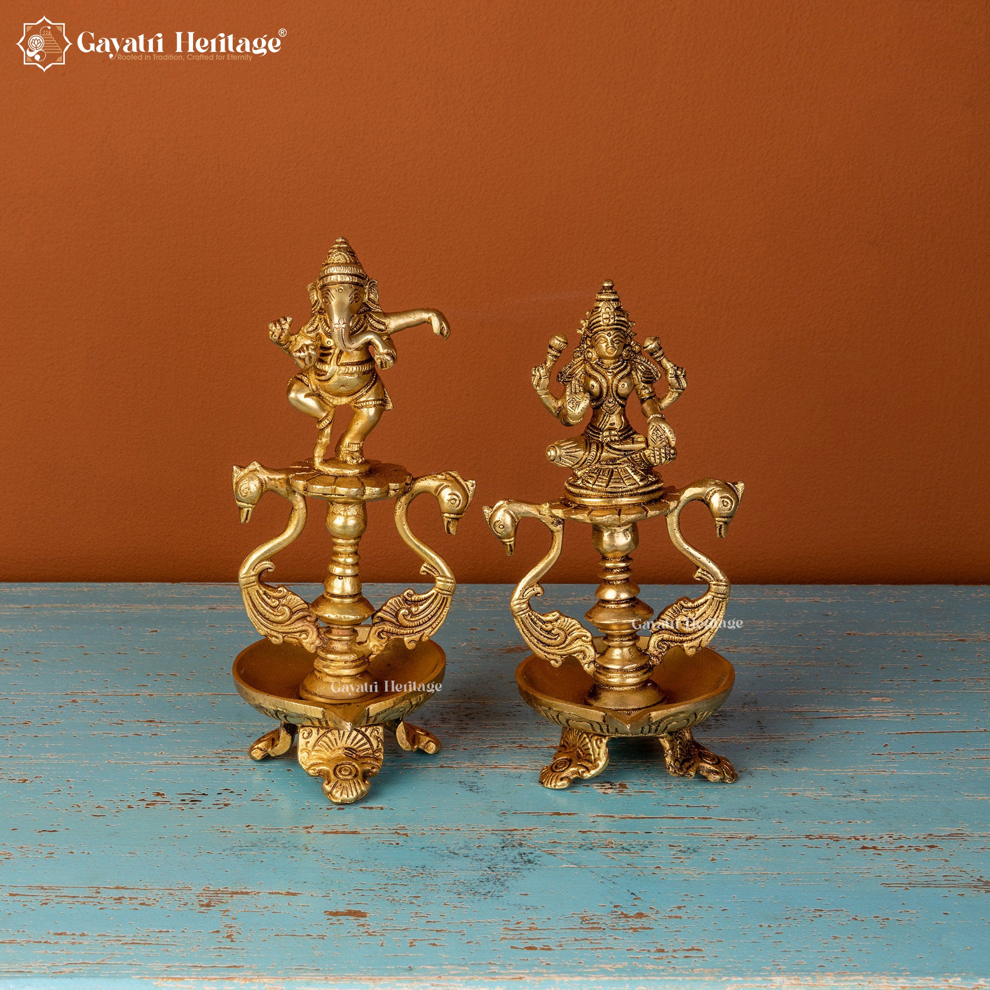 Brass Ganesh Laxmi Diya – Illuminate Your Space with Blessings | Gayatri Heritage