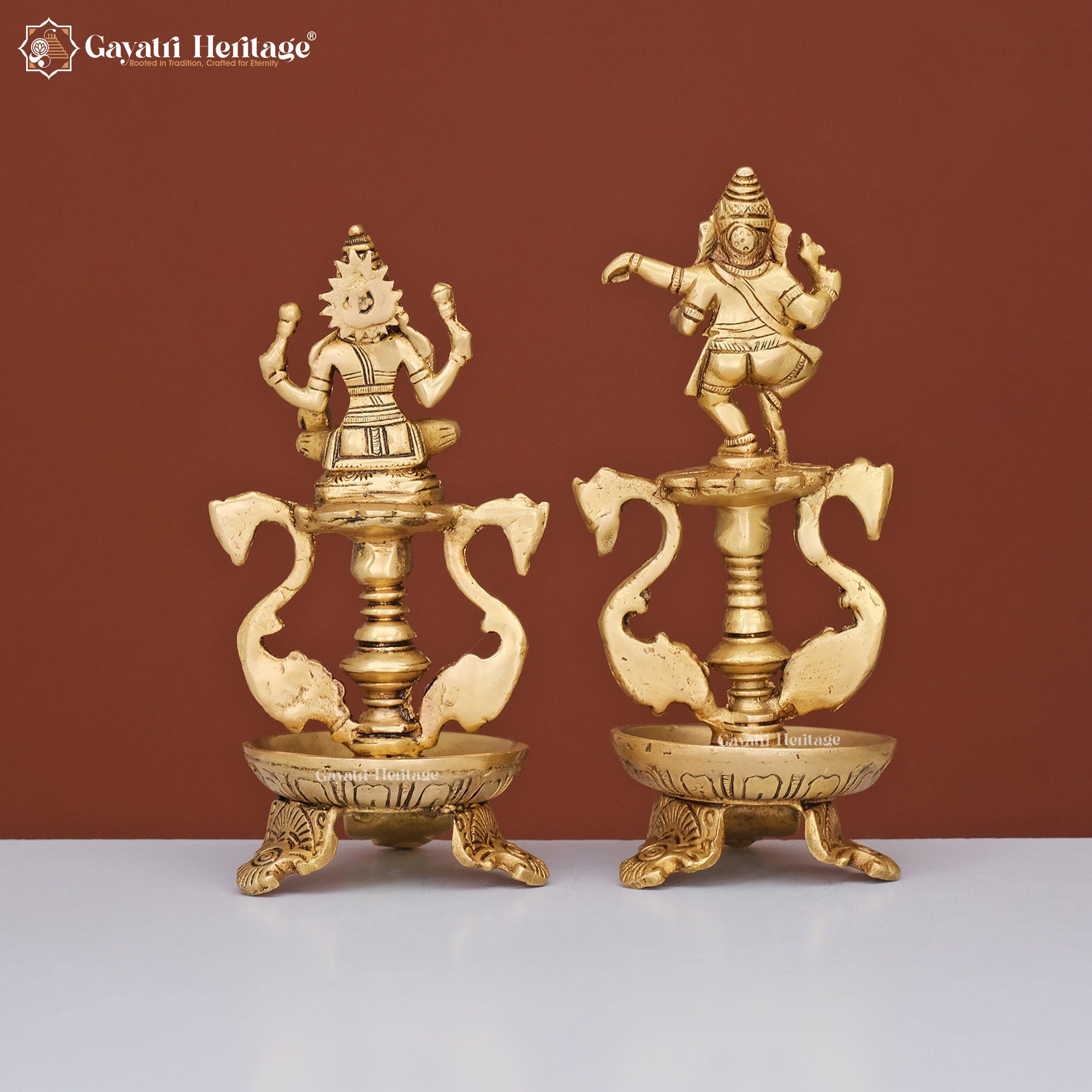 Brass Ganesh Laxmi Diya – Illuminate Your Space with Blessings | Gayatri Heritage