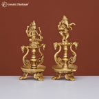 Brass Ganesh Laxmi Diya – Illuminate Your Space with Blessings | Gayatri Heritage