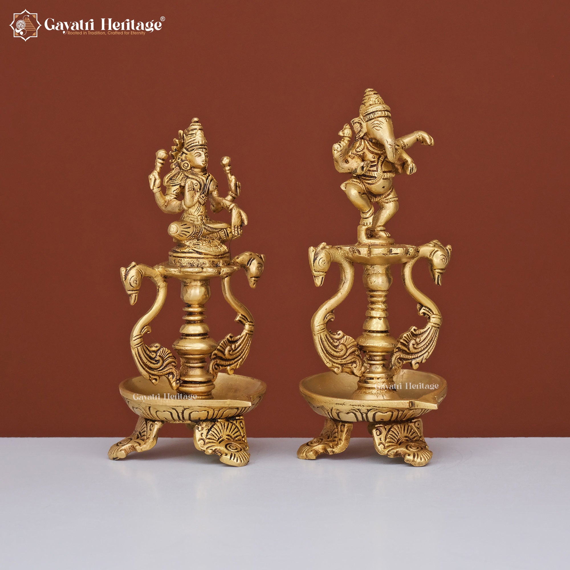 Brass Ganesh Laxmi Diya – Illuminate Your Space with Blessings | Gayatri Heritage