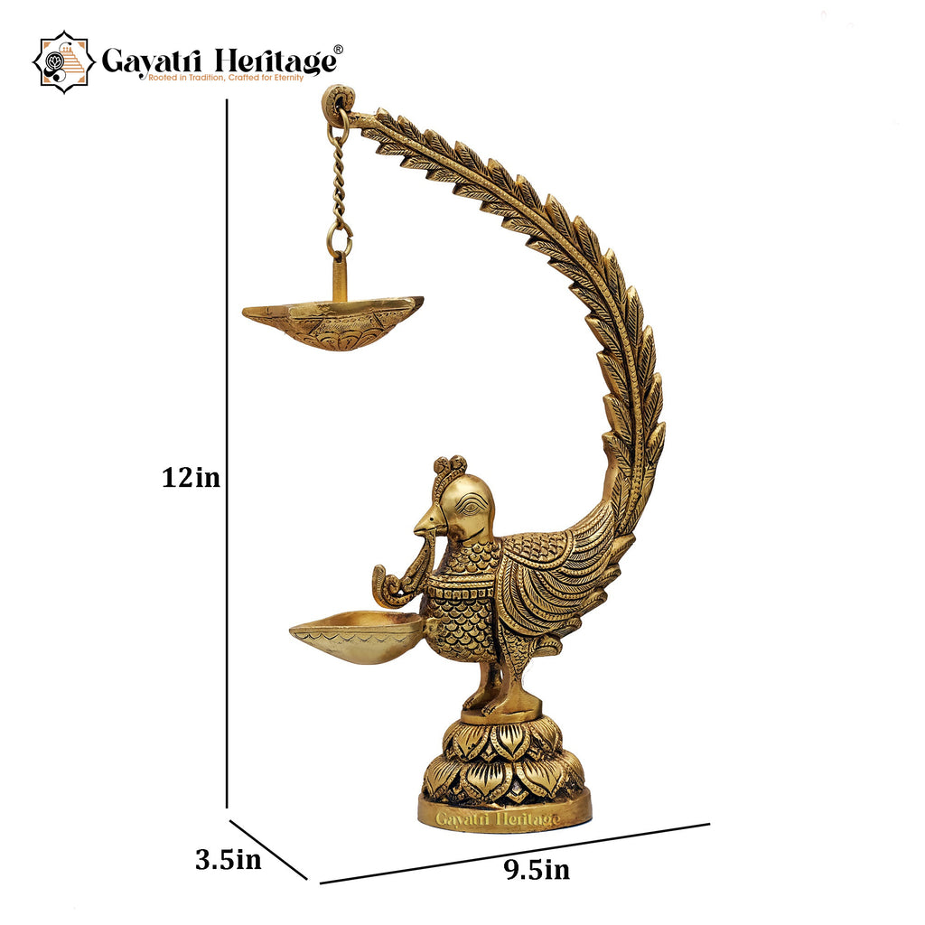 Brass Peacock Diya – Graceful Illumination for Every Occasion | Gayatri Heritage