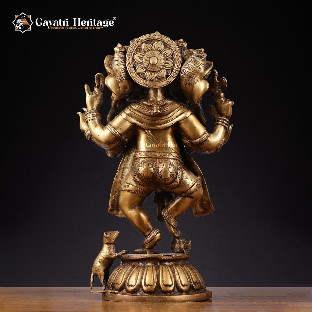 Brass Panchmukhi Ganesha – Antique Finish Charm | Gayatri Heritage