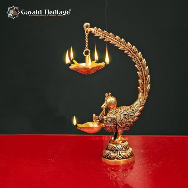 Brass Peacock Diya – Graceful Illumination for Every Occasion | Gayatri Heritage