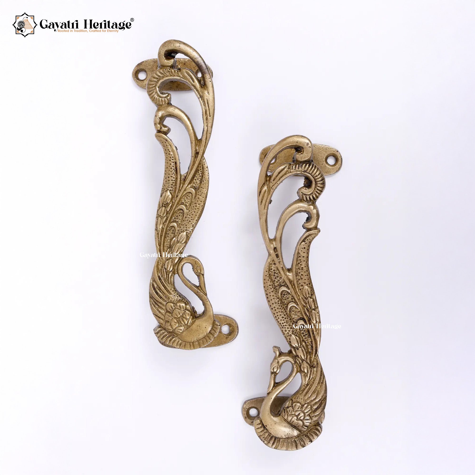 Brass Peacock Door Handle – Elegant & Traditional | Gayatri Heritage