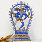 Divine Brass Urdhva Tandava Shiva Statue in Blue Finish | Gayatri Heritage