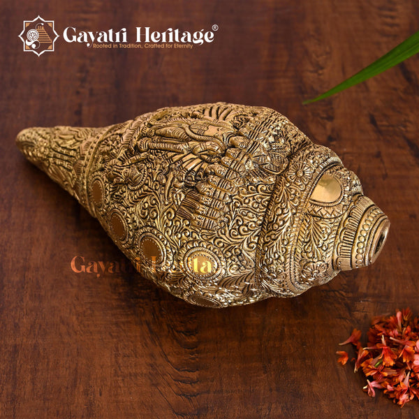 Brass Vishnu Dasavtar Shankh – Sacred Musical Instrument | Gayatri Heritage