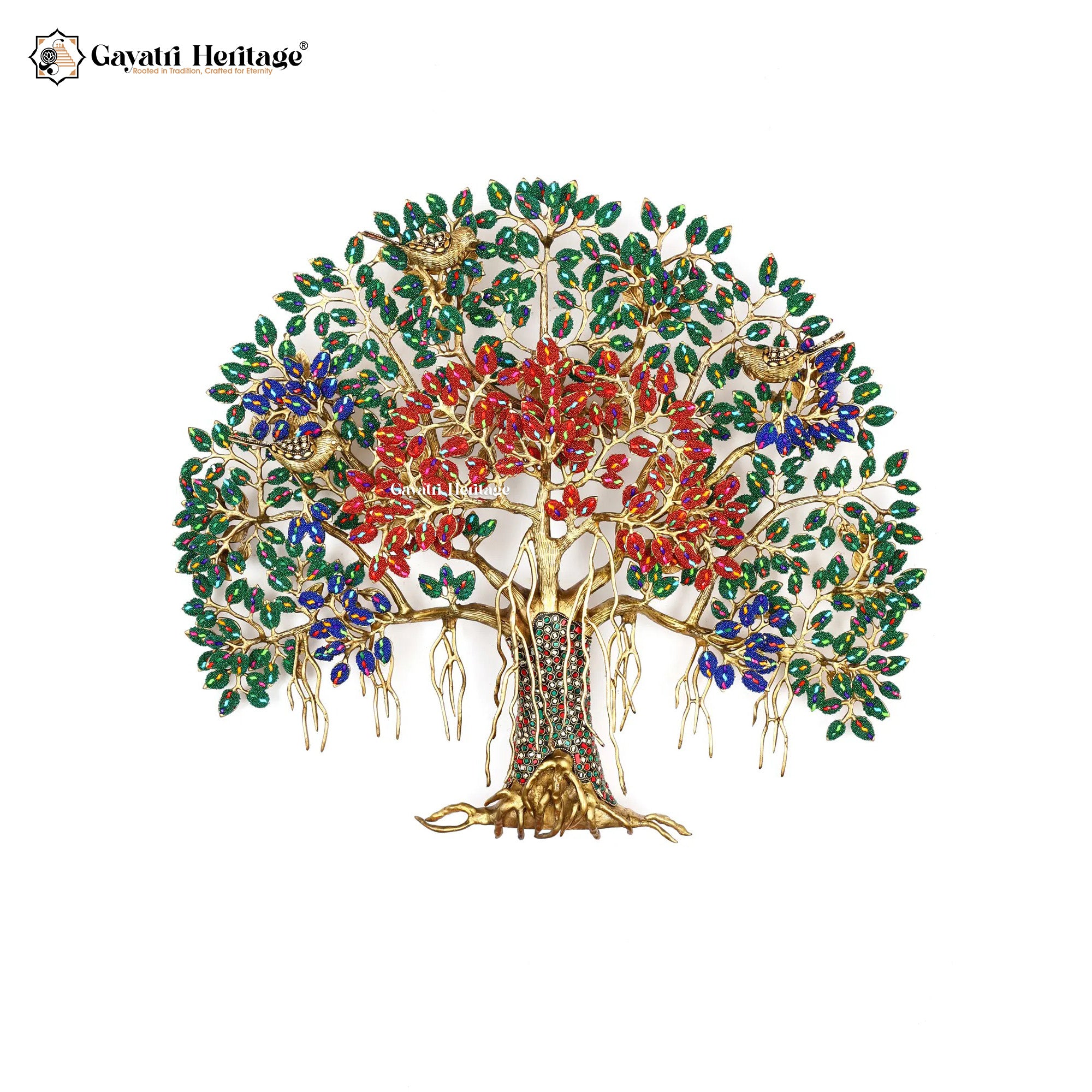 Brass Kalpvriksha with Stone Work – Sacred Tree Statue | Gayatri Heritage