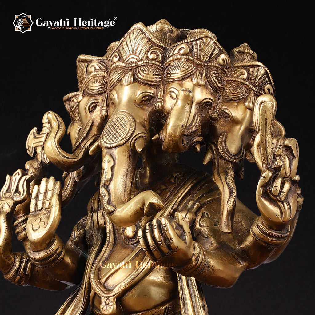 Brass Panchmukhi Ganesha – Antique Finish Charm | Gayatri Heritage