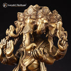 Brass Panchmukhi Ganesha – Antique Finish Charm | Gayatri Heritage