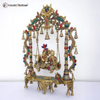 Brass Radha Krishna Jhula – Divine Stone Work Craft | Gayatri Heritage