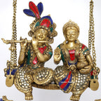 Brass Radha Krishna Jhula – Divine Stone Work Craft | Gayatri Heritage