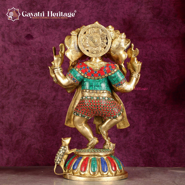 Brass Panchmukhi Ganesha – Stone Work Elegance | Gayatri Heritage