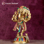 Brass Panchmukhi Ganesha – Stone Work Elegance | Gayatri Heritage