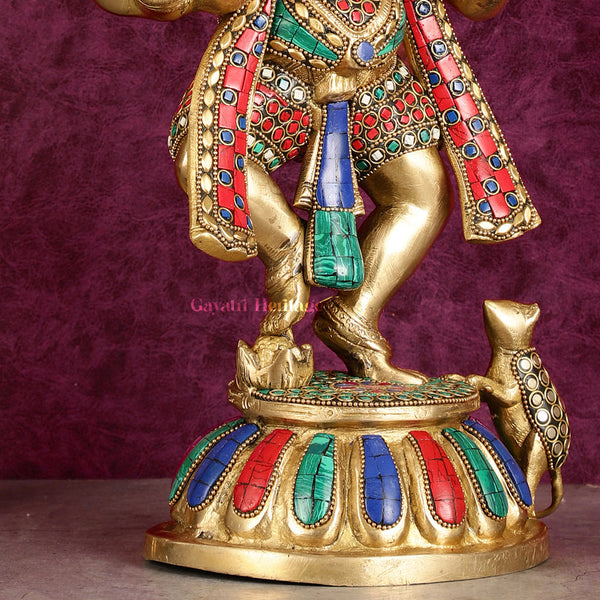 Brass Panchmukhi Ganesha – Stone Work Elegance | Gayatri Heritage