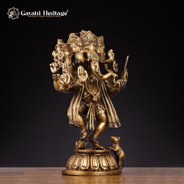 Brass Panchmukhi Ganesha – Antique Finish Charm | Gayatri Heritage