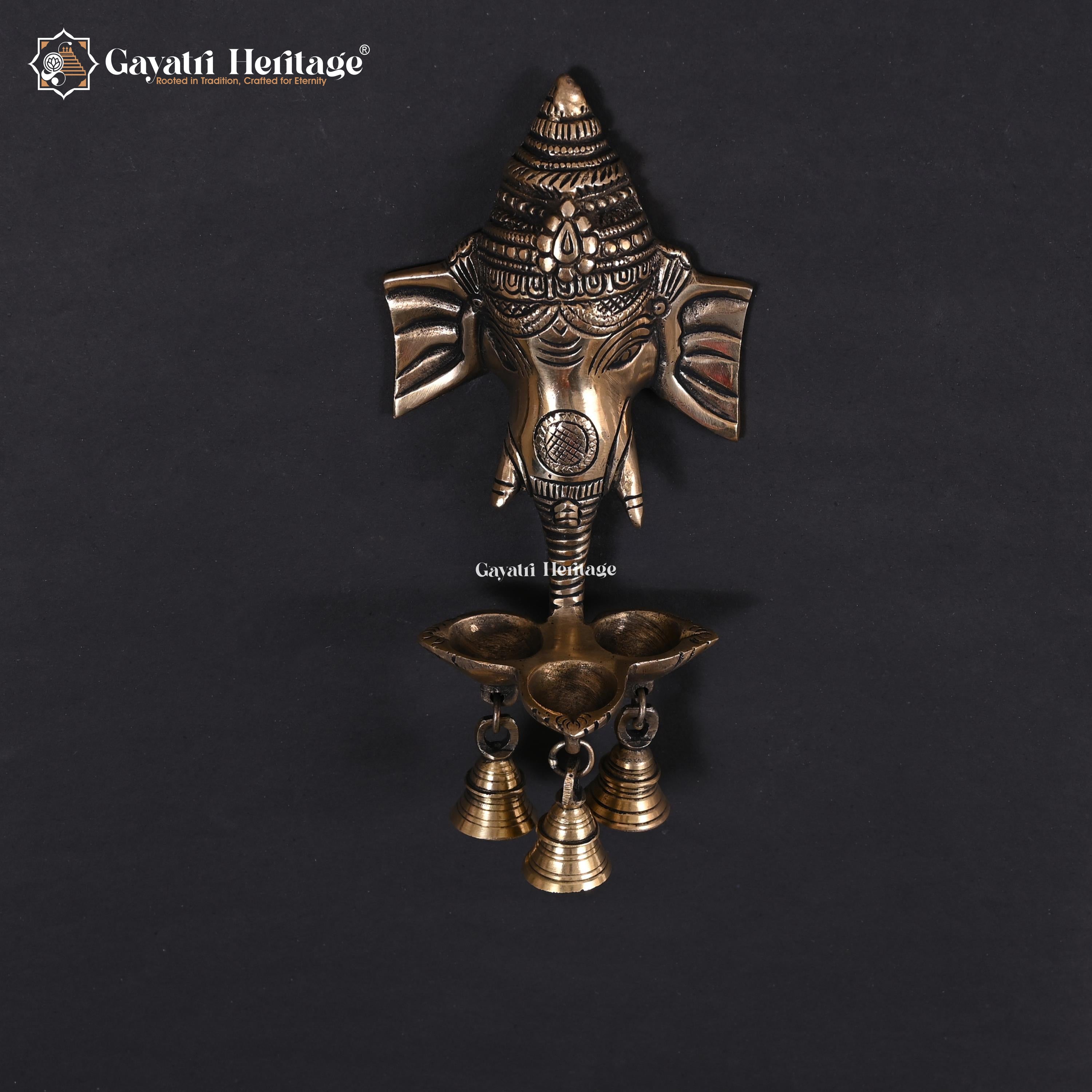 Brass Ganesh Wall Décor – Divine Charm with Bells | Gayatri Heritage