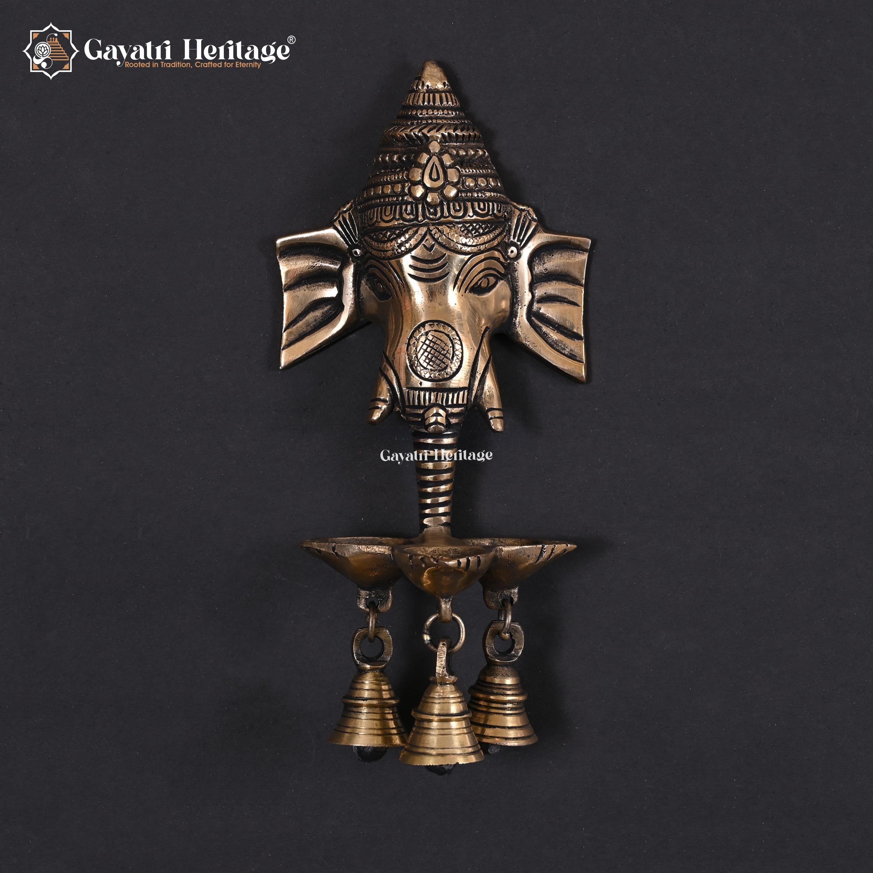 Brass Ganesh Wall Décor – Divine Charm with Bells | Gayatri Heritage