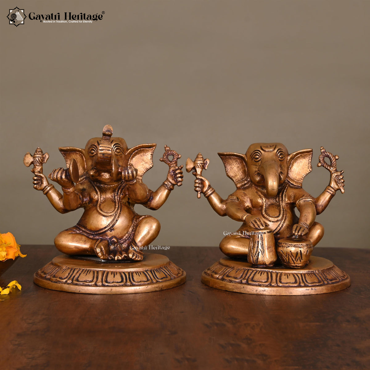 Brass Music Ganesha Set – Divine Décor Collection | Gayatri Heritage