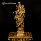 Brass Lord Krishna Murlidhar Statue – Divine Melody and Eternal Blessings | Gayatri Heritage