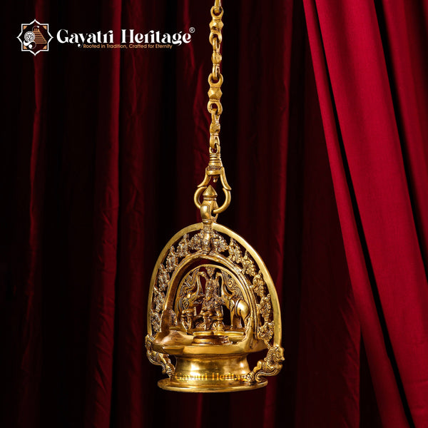 Goddess Gaja Lakshmi Wall Hanging Brass Lamp – Divine Elegance and Prosperity | Gayatri Heritage