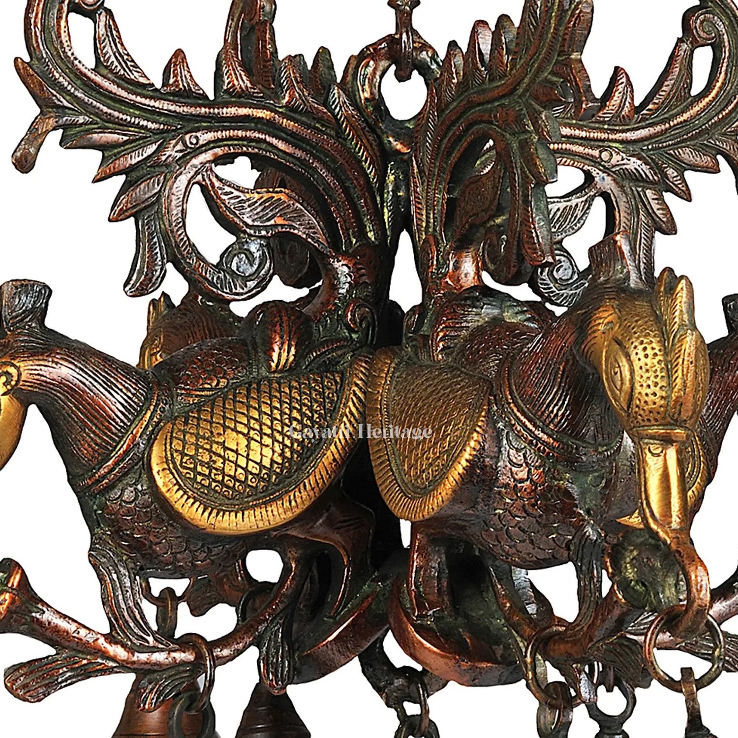 Brass Peacock Hanging with Bells – Elegant Decor | Gayatri Heritage