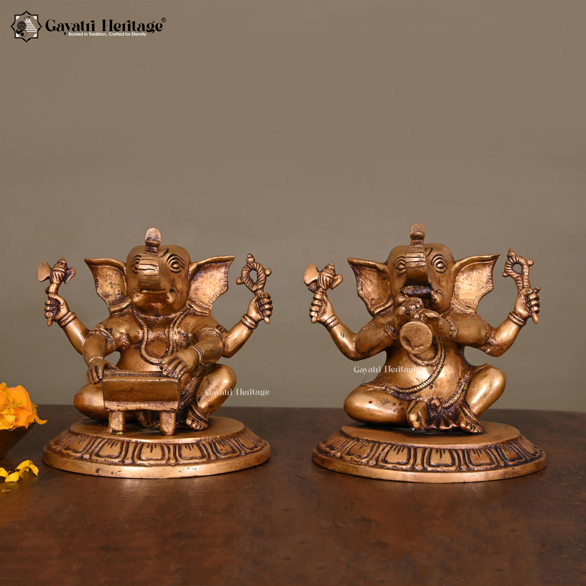 Brass Music Ganesha Set – Divine Décor Collection | Gayatri Heritage