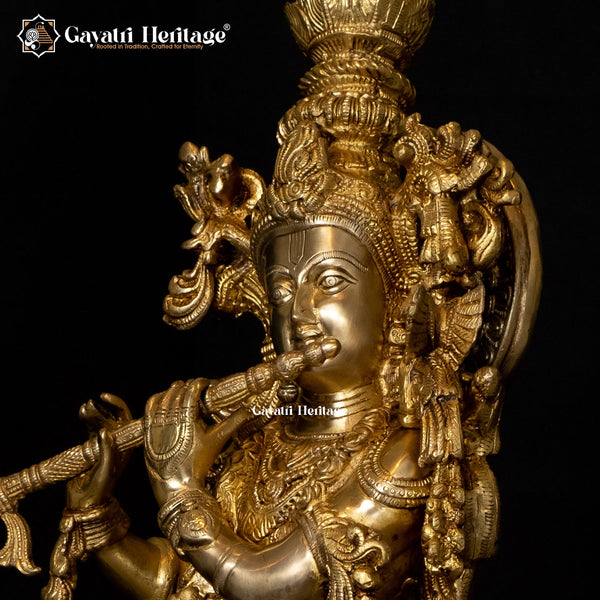 Brass Lord Krishna Murlidhar Statue – Divine Melody and Eternal Blessings | Gayatri Heritage