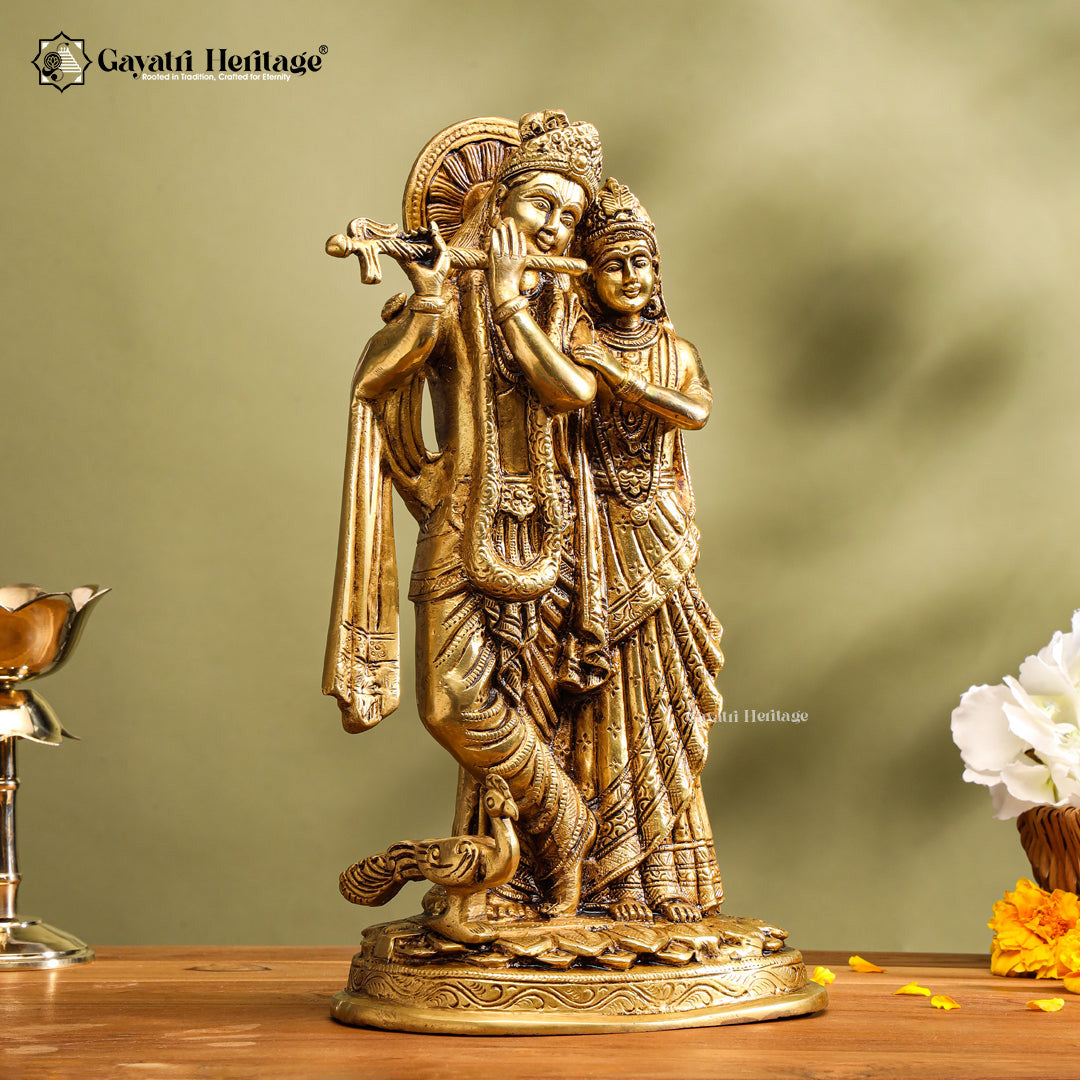 Brass Radha Krishna Statue – Divine Couple Décor | Gayatri Heritage
