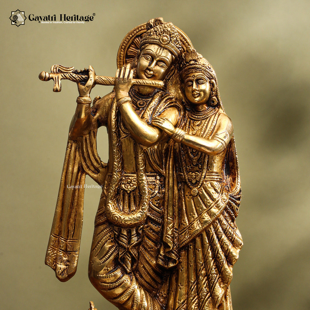Brass Radha Krishna Statue – Divine Couple Décor | Gayatri Heritage