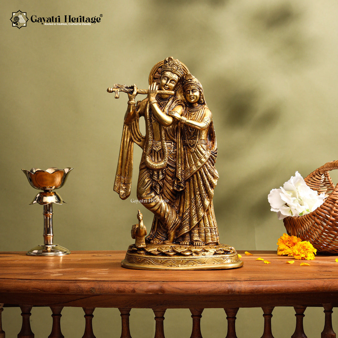Brass Radha Krishna Statue – Divine Couple Décor | Gayatri Heritage