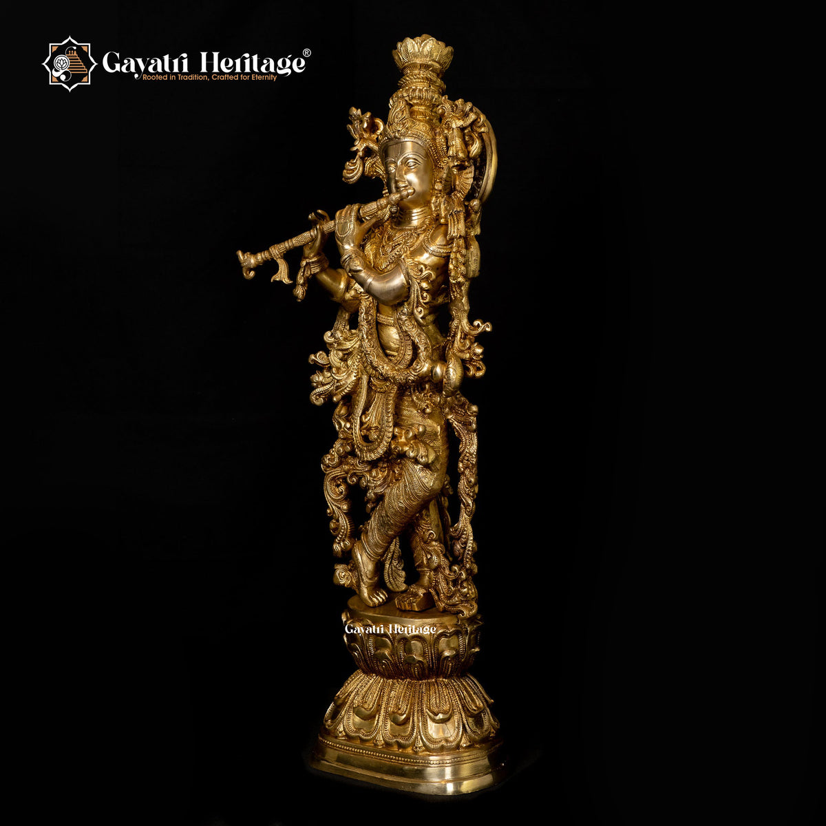 Brass Lord Krishna Murlidhar Statue – Divine Melody and Eternal Blessings | Gayatri Heritage