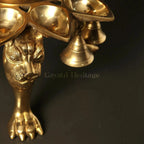 Brass Peacock Lamp with Multi Bells And Ghungroo