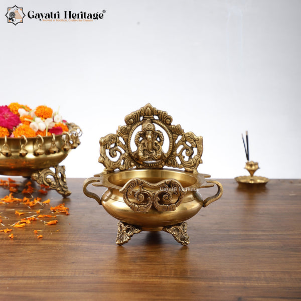 Brass Small Ganesha Urli – Traditional Décor | Gayatri Heritage