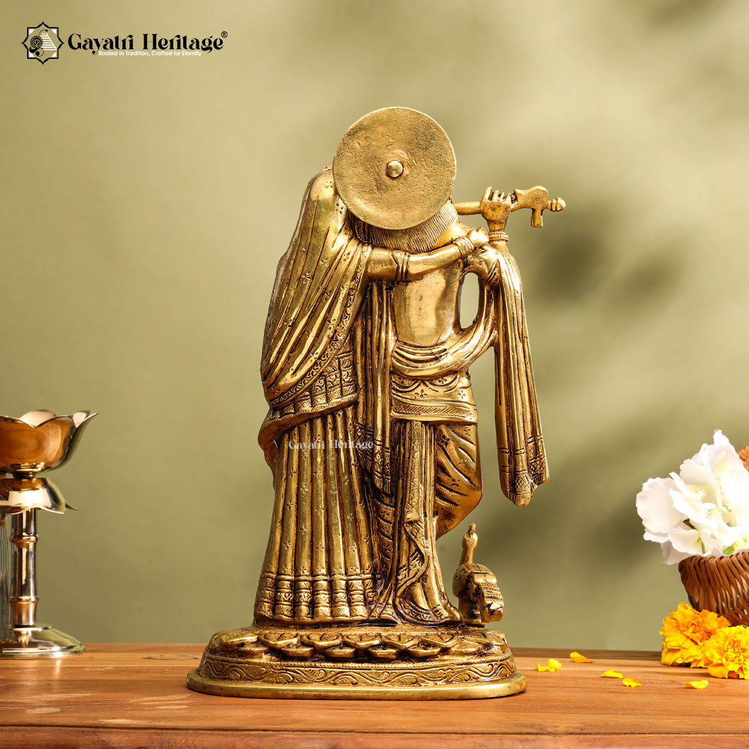 Brass Radha Krishna Statue – Divine Couple Décor | Gayatri Heritage