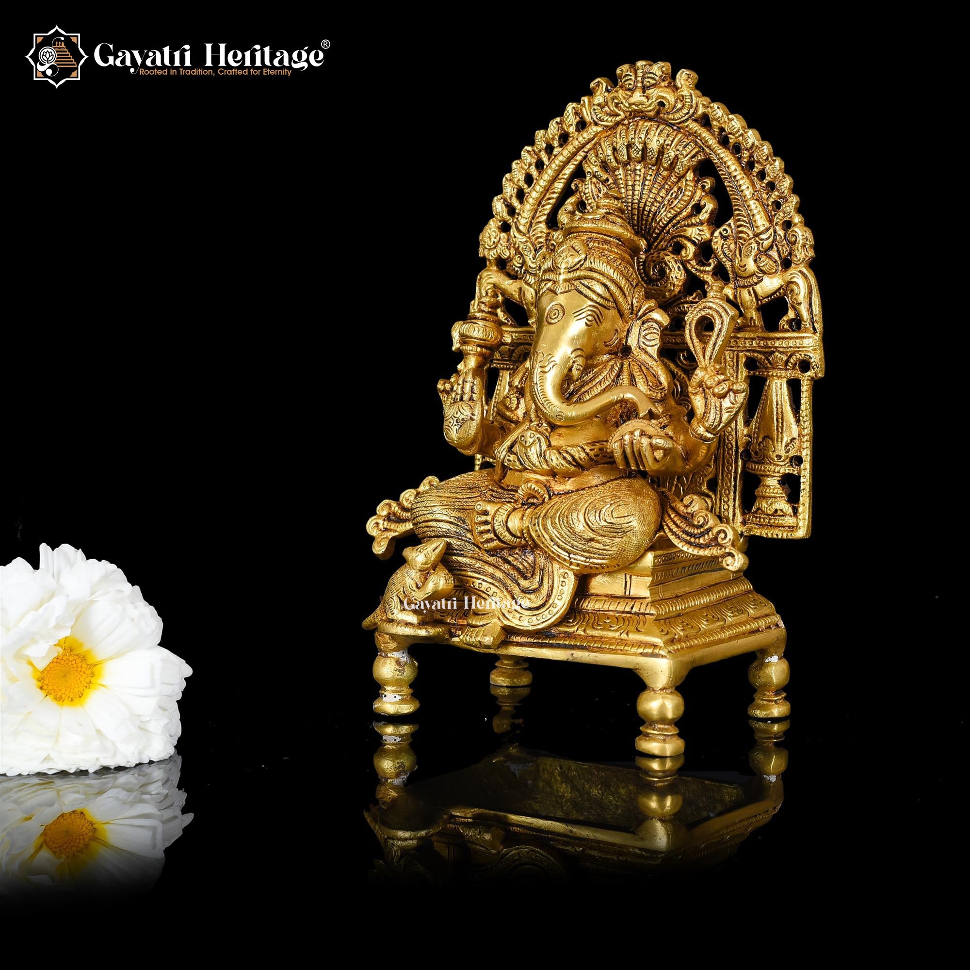 Brass Ganesha Singhasan – Elegant Divine Seat | Gayatri Heritage