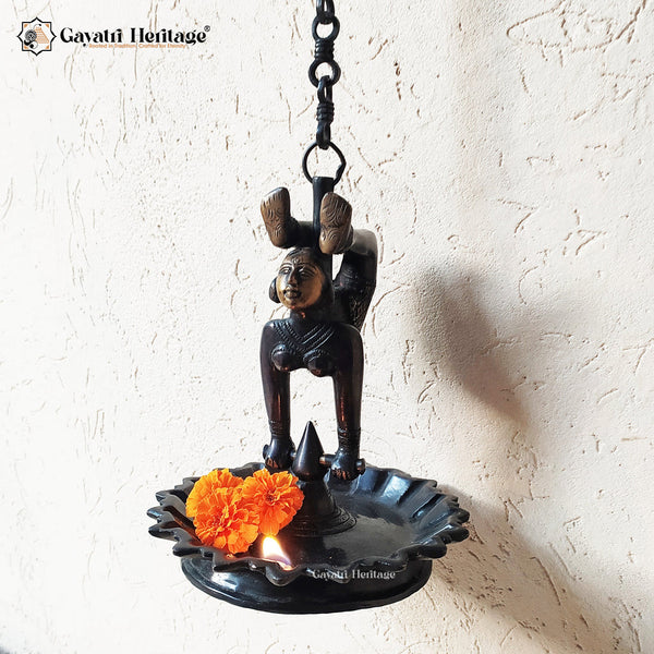 Brass Yoga Lady Diya – Elegant Spiritual Décor | Gayatri Heritage