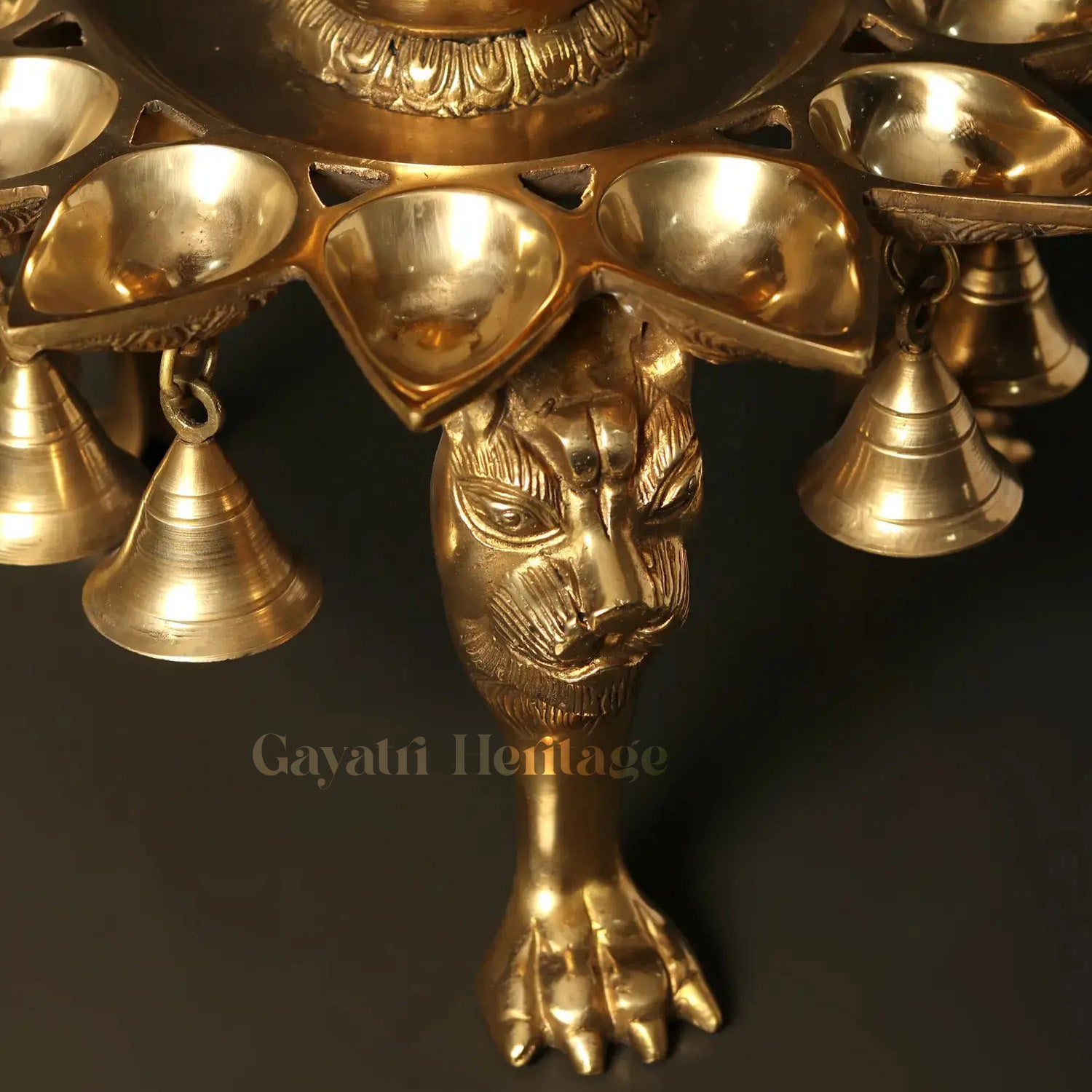 Brass Peacock Lamp with Multi Bells And Ghungroo