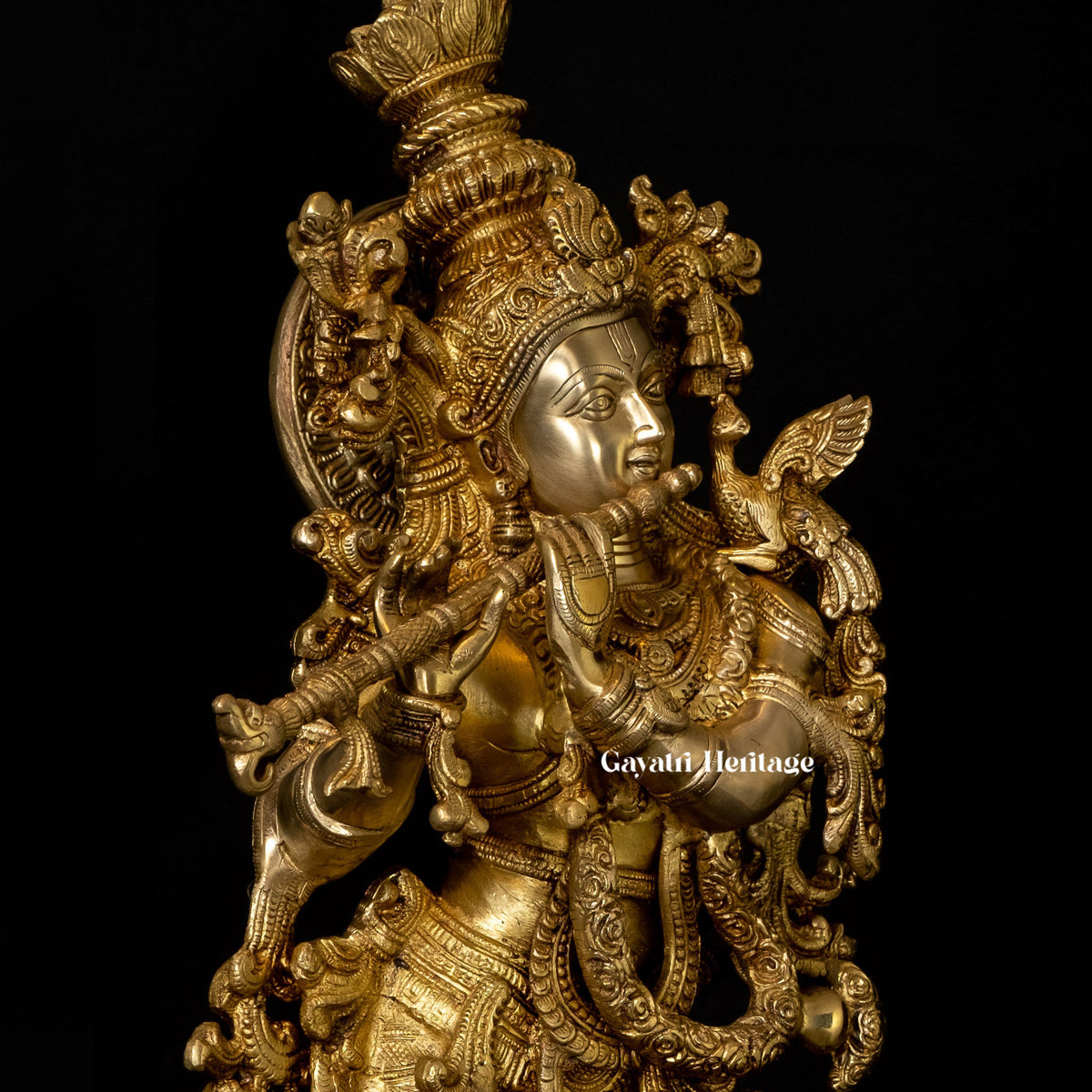 Brass Lord Krishna Murlidhar Statue – Divine Melody and Eternal Blessings | Gayatri Heritage